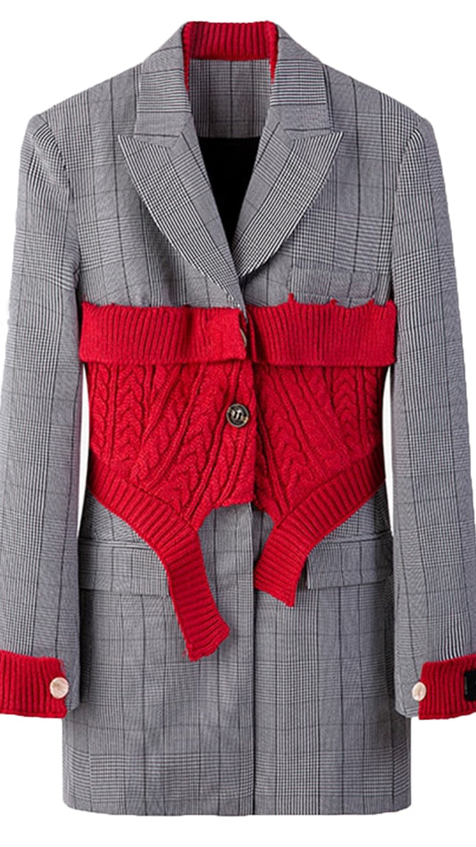 Knit patchwork blazer