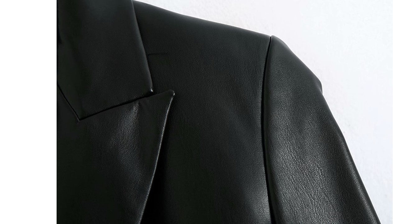 PU leather blazer