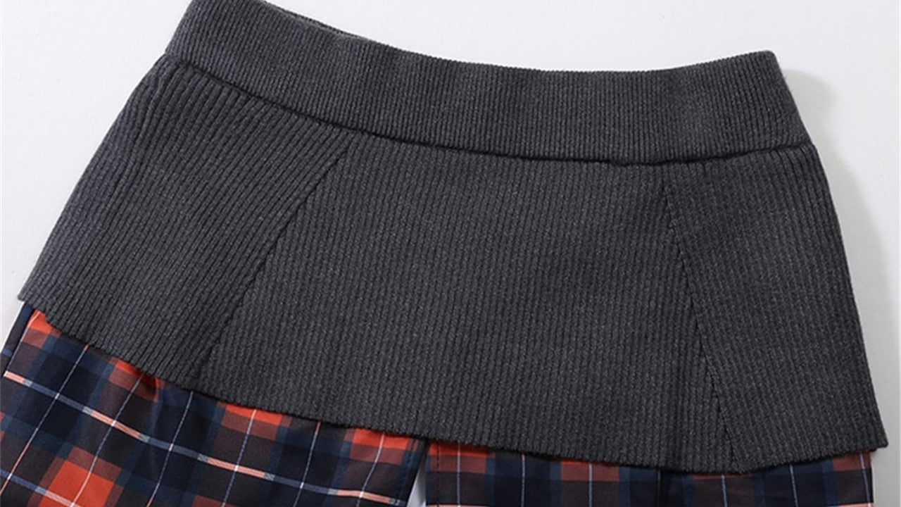 Patchwork knit skirt