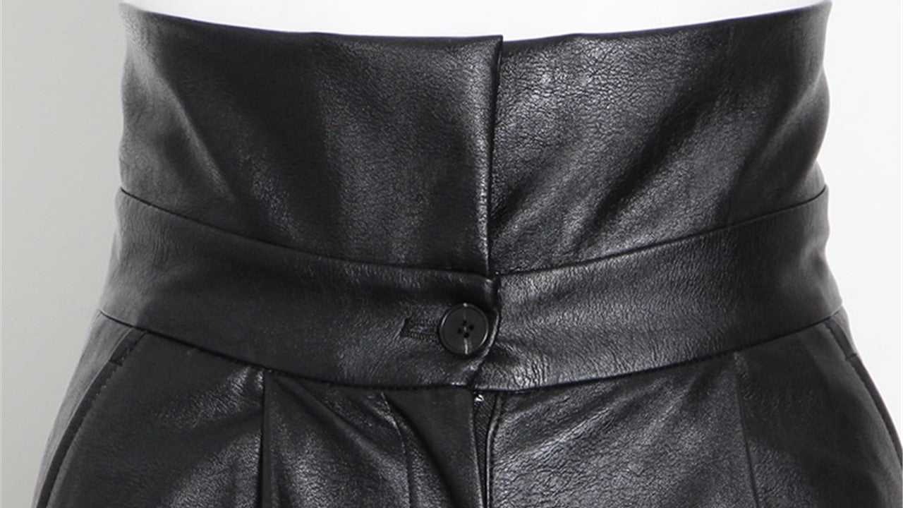 PU leather harem pants
